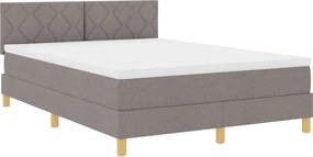 vidaXL LED Box Spring Ágy matracmal Tópszínű 160 x 200 cm szövet