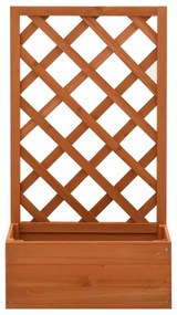 narancssárga tömör fenyőfa rácsos kerti ültetőláda 50x25x90 cm