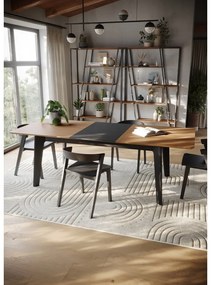 Natúr színű bővíthető étkezőasztal diófa dekoros asztallappal 100x180 cm Shadow – TemaHome