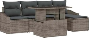 vidaXL Kerti Kanapé Szett párnával tárolóval 6 pcs Szürke polirattan