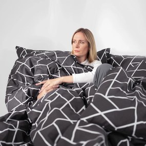 Goldea pamut ágyneműhuzat - mozaik minta, sötétszürke alapon 140 x 200 és 70 x 90 cm