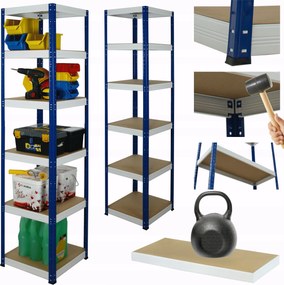 Műhelypolc fém állvány Helios 196x60x60cm 6Px175kg Erős Lengyel