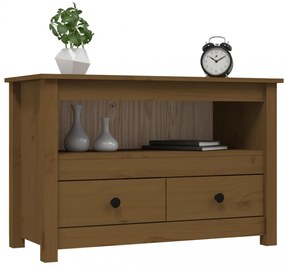 mézbarna tömör fenyőfa TV-szekrény 79 x 35 x 52 cm