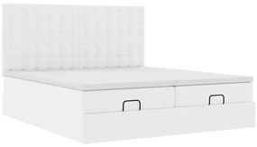 Ottomán ágykeret matracokkal tiszta fehér 200x200cm műbőrrel