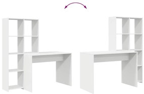 Asztal polcokkal tárolóval Fehér 138.5 x 55 x 143 cm Faanyag