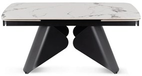 Bővíthető Kerámia Étkezőasztal Fehér Márvány/Fekete Színben. VERONA 160–240 cm