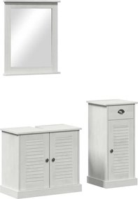 vidaXL Fürdőszoba bútor szett fiókkal 3 pcs Antik fehér Tömör fenyőfa