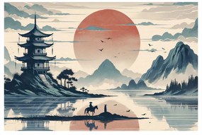 Kép japán táj lovassal