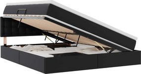 vidaXL Ágy tárolóval és matraccal matracmal Fekete 180 x 200 cm Műbőr