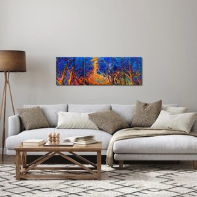 Kép - őszi fa koronák, modern impresszionizmus (órával) (90x30 cm)