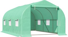 Outsunny fóliasátor – Zöldház, hidegkeret, növényház, paradicsomház, zárótető, 450 × 300 × 205 cm | Aosom
