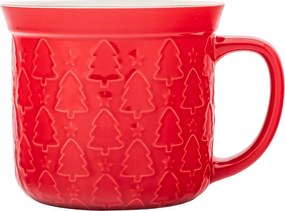 Nagy téli karácsonyi bögre XXL fazék 640ml Piros karácsonyfa