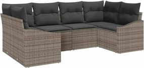 vidaXL Kerti Kanapé Szett tárolóval 6 pcs Szürke polirattan