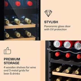 Bovella 27 Duo+, 2 zónás borhűtő, 74 liter, 27 palack, üvegajtó