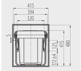 Hulladékgyűjtő GTV Practi Eco 450, szelektív, frontkihúzású, lágy záródás, 20+2*10 L edénnyel, fedéllel