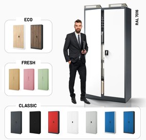 Fém iratszekrény JAN H, 900 x 1950 x 400 mm, antracit-fehér