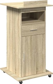 vidaXL sonoma tölgy szerelt fa állópult kerékkel/fiókkal 55x55x107cm