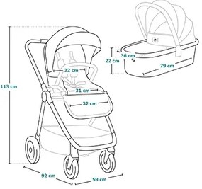 Lionelo - MERIL 2 az 1-ben kombinált babakocsi Beige Sand