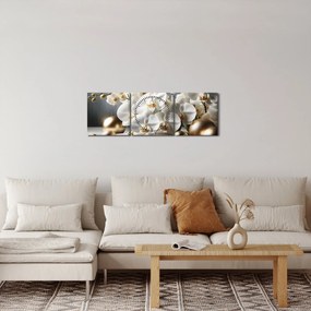 Kép - Orchidea és aranygolyók (órával) (90x30 cm)