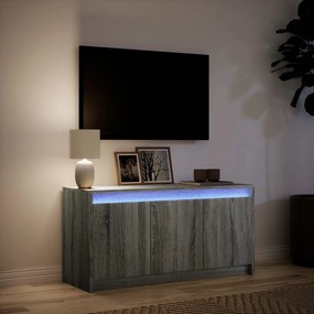 szürke sonoma színű szerelt fa LED-es TV-szekrény 100x34x50 cm