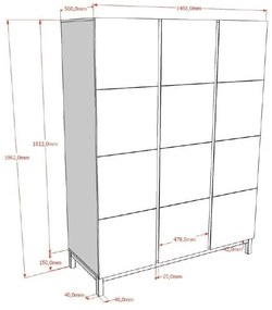 Fehér gyerek ruhásszekrény 149x196x58 cm Eva – Vipack