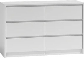 Káró Komód K120 Fehér 6 Fiókos 120 CM Hálószoba Nappali Szekrény