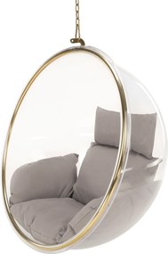 Függő fotel, átlátszó/arany/szürke, BUBBLE NEW TYP 1