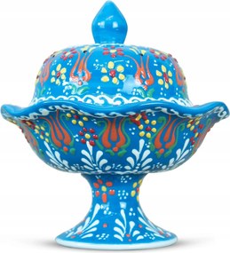 Cukrászda Cukortartó Kézzel Díszített Kerámia Gyönyörű Török Kézműves