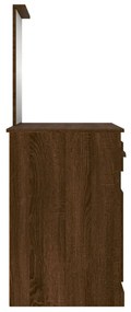 barna tölgy színű szerelt fa tükrös pipereasztal 90x50x132,5 cm