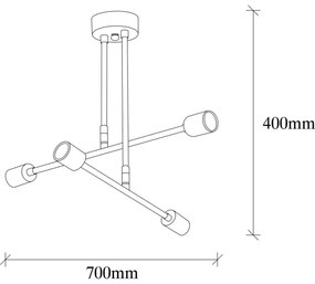 Csillár rúdon FLOWER 4xE27/40W/230V