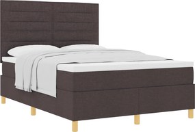vidaXL Boxrugós ágy matracmal Sötét Barna 140 x 200 cm szövet