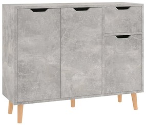 betonszürke szerelt fa tálalószekrény 90 x 30 x 72 cm