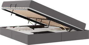 vidaXL Ágy tárolóval és matraccal matracmal tárolóval 2 pcs Szürke Bőr