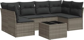 vidaXL 7 részes szürke polyrattan kerti ülőgarnitúra párnákkal