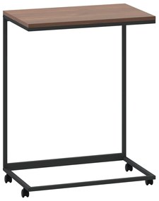 Fekete szerelt fa kisasztal kerekekkel 55x35x70 cm