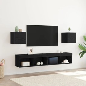 Fali TV Szekrények 2 db Fekete Tölgy 30,5x30x30 cm