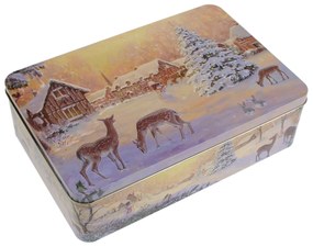 Karácsonyi konyhai dombornyomott nagy fémdoboz 355x235x100 mm Winter Nostalgia