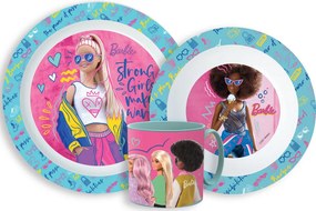 Barbie Stylish étkészlet, micro műanyag szett bögrével 265 ml