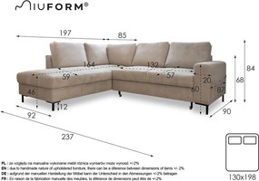 Sötétzöld kordbársony kinyitható sarokkanapé (bal oldali) Lofty Lilly – Miuform
