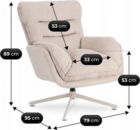 Forgó pihenőfotel lábtartóval krém, PASADENA