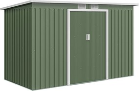 Outsunny Fém Szerszámtároló 6,3m³ 280x130x172cm Tároló Sátor, Ferdevágású Tetővel, Csúszó Ajtóval, Időjárásálló Kert Sátor, Kültéri Kert Tároló Szekré