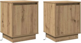 vidaXL Éjjeliszekrény 2 pcs Artisan tölgy 39 x 34,5 x 50 cm Faanyag