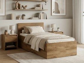 Ágy SOFIA 90 x 200 cm, artisan tölgy Matrac: Deluxe 10 cm matraccal, Ágyrács: Ágyrács nélkül