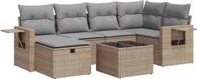 vidaXL 7 részes bézs polyrattan kerti ülőgarnitúra párnákkal