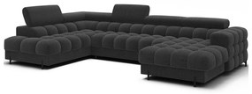 Sötétszürke buklé kinyitható sarokkanapé (bal oldali-U alakú) Feraria – ELTAP