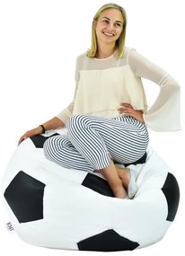 EMI focilabda mintás fehér-fekete műbőr babzsákfotel