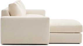 Bézs zsenília sarokkanapé (bal oldali-heverő résszel) Alea – Kave Home