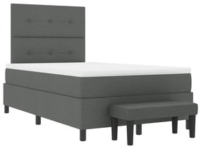 Box spring ágy matraccal és pad sötétszürke 120x190 cm szövet