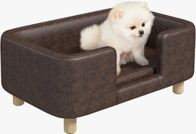 PawHut Kiskedvenc Kanapé Kis és Közepes Kutyák Számára Kényelmes Párnázott Ülőhely 74x48,5x31 cm Barna | Aosom