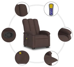 vidaXL sötétbarna szövet dönthető masszázs- és állófotel